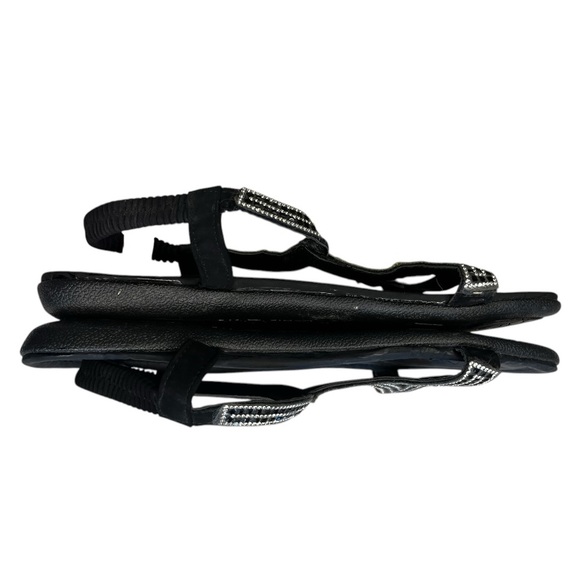 Image Extra Comort Cushioned  Bling Black Sandals. Gently Worn - Picture 4 of 5